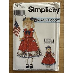 Simplicity‎ Pattern 7247 Girls Sundress + 18" Doll Dress UNCUT Size 3-8